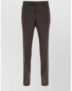 BOSS Wool Blend Tailored Trousers Belt Loops - Grey