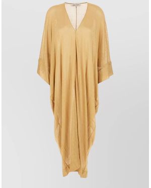 Alberta Ferretti Mesh Dress V Neckline Draped Design - Multicolour