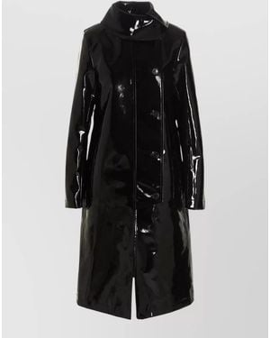 Raf Simons Vinyl Trench Coat High Collar Long Sleeves - Black