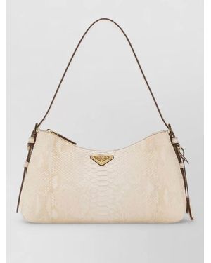 Prada Aimée Python Leather Shoulder Bag - Natural