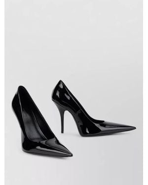 Balenciaga Patent Pointed Toe Pumps Stiletto Silhouette - Black