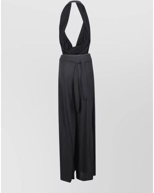 Amazuìn Livia Halter Neckline Dress Wide Leg - Black