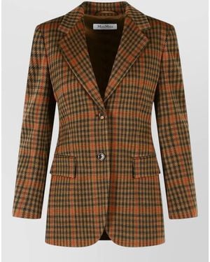 Max Mara Leather Suit Jacket - Brown