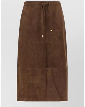 Max Mara Midi Suede Texture Tailored Pants Design - Brown