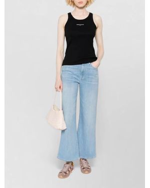 Maison Kitsuné Logo Cotton Tank Top Sleeveless Ribbed - Blue