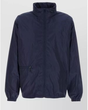 Saint Laurent Nylon Windbreaker Jacket High Collar Cuffs - Blue