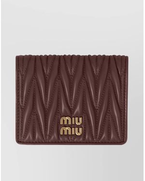 Miu Miu Quilted Leather Wallet Snap Button - Brown