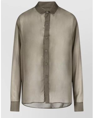 Paloma Wool Relaxed Collared Long Sleeve Lightweight Top - Natural