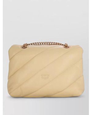 Pinko Love Bag Puff Mini Leather Quilted Shoulder Bag - Natural