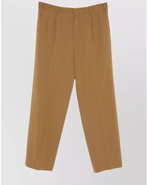 Cellar Door Pants With Pleated Front And Pockets - Natural