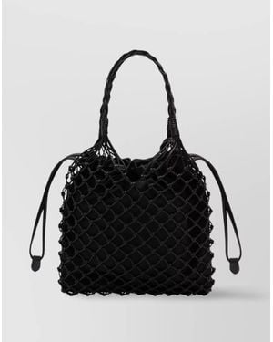 Moschino Woven Top Handles Bucket Bag - Black