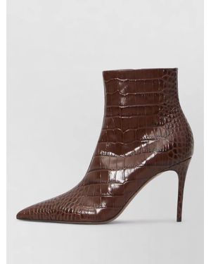 Paris Texas Calfskin Crocodile-Embossed Ankle Boots - Brown