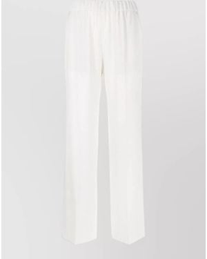 Alberto Biani High Waist Cady Trousers Pressed Crease - White