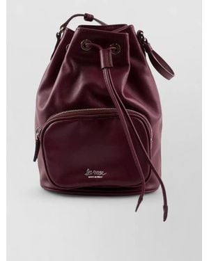 LA ROSE Leather Bucket Bag - Red