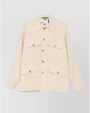 Paul Smith Field Shirt Long Sleeves Chest Pockets - Natural