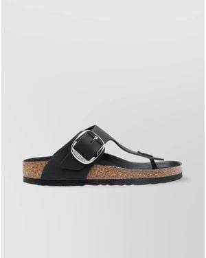 Birkenstock Big Buckle Leather Sandals - Grey