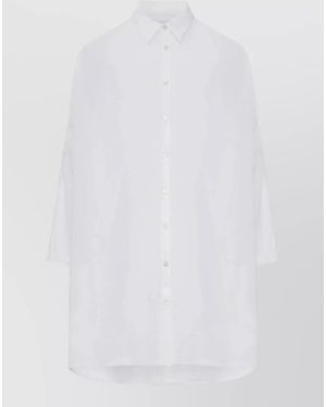 120% Lino Linen Shirt Relaxed Fit Three Quarter Sleeves - White