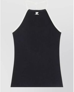 Courreges Tie Back Halter Neck Contrast Tank Top - Blue