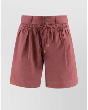 Isabel Marant Cotton Shorts Featuring Button Detailing - Red