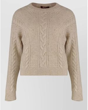 Max Mara Cropped Alpaca Blend Boxy Knit Jumper - Natural