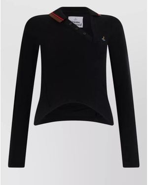 Vivienne Westwood Asymmetric V-Neck Long-Sleeve Polo Shirt - Black