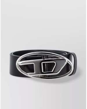 DIESEL Leather Logo-Buckle Belt - Metallic