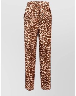 P.A.R.O.S.H. Relaxed Fit Animal Print Straight Pants - White