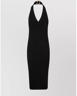 Balmain Halterneck Knit Midi Dress - Black