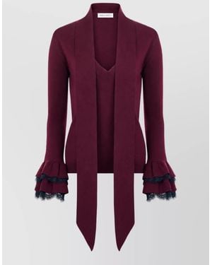Nina Ricci Crewneck Wool Cardigan - Purple