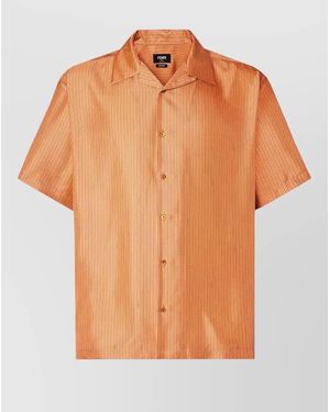 Fendi Lightweight Shirt Short Sleeves Spread Collar - Orange