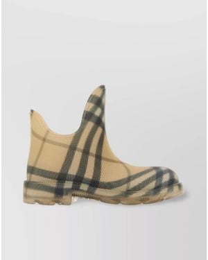Burberry Checked Rubber Ankle Boots - Natural