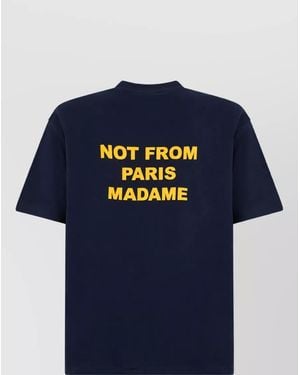 Drole de Monsieur Ribbed Crew-Neck Slogan T-Shirt - Blue