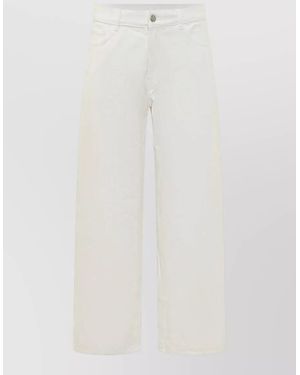 Palm Angels Logo Denim Jeans Five Pocket Design - White