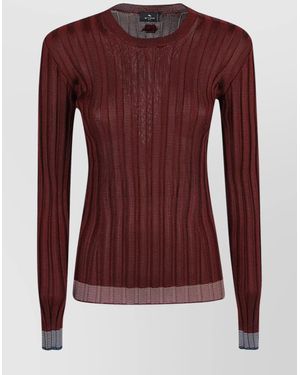Etro Long Sleeve Sheer Knit Top - Red