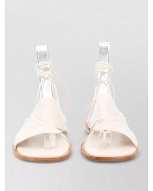 Hereu Clava Asymmetric Sandals Ankle Strap Flat - White