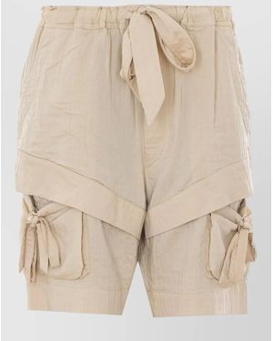 Isabel Marant Viscose Blend Belted Knee-Length Shorts - Natural