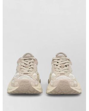 Ash Mesh Upper Sneakers Rubber Sole Design - Natural
