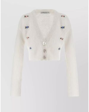 Alessandra Rich Mohair Cardigan - Natural