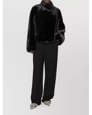 BB COUTURE Faux Fur Funnel Neck Jacket - Black