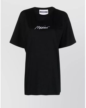 Moschino Crew Neck Short Sleeve Straight Hem Top - Black