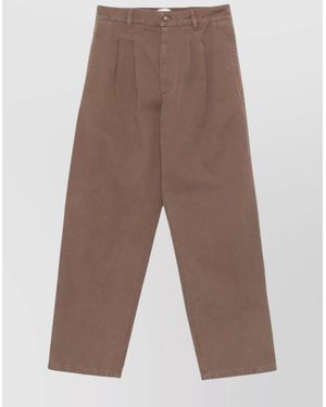 Isabel Marant Pleated Cotton Loose Fit Trousers - Brown