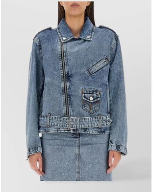 Moschino Peace Symbol Biker Jacket - Blue