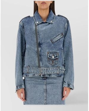 Moschino Cotton Biker Jacket - Blue