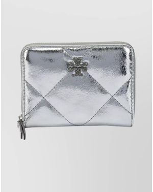 Tory Burch Leather Zip Wallet - Grey