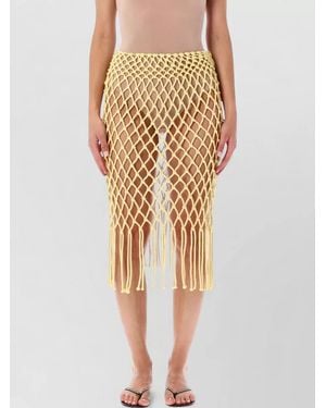 Frankie Shop Cotton Macrame Midi Skirt - Natural