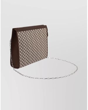 Max Mara Monogram Chain Strap Rectangular Clutch - White