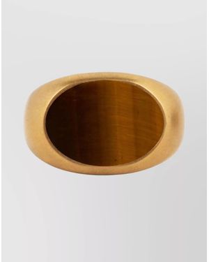 Dries Van Noten Oval Stone Smooth Finish Signet Ring - Brown