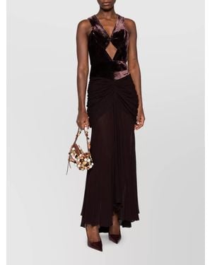 Zimmermann Silk Draped Cutout Sleeveless V-Neck Maxi Dress - Multicolour