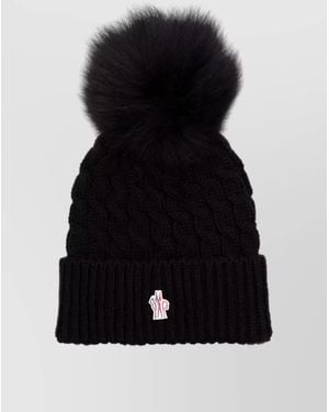 Moncler Wool Knit Pom Pom Beanie - Black