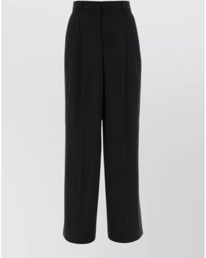Ami Paris Virgin Wool Wide-Leg Tailored Trousers - Black